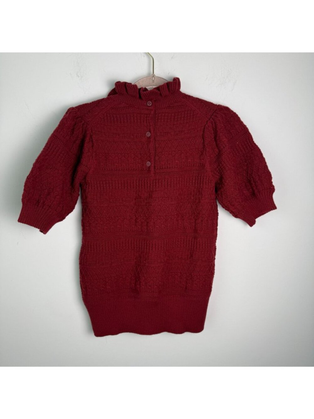 Janie and Jack The Heights Sweater Top NWT Ruffles Burgundy Maroon Girls Sz 7 - Picture 7 of 9